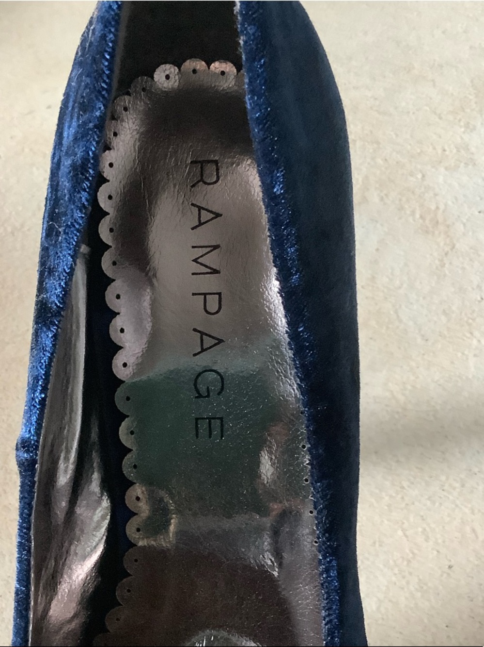 Rampage Navy Blue Velvet Jeweled Heels - Picture 12 of 12